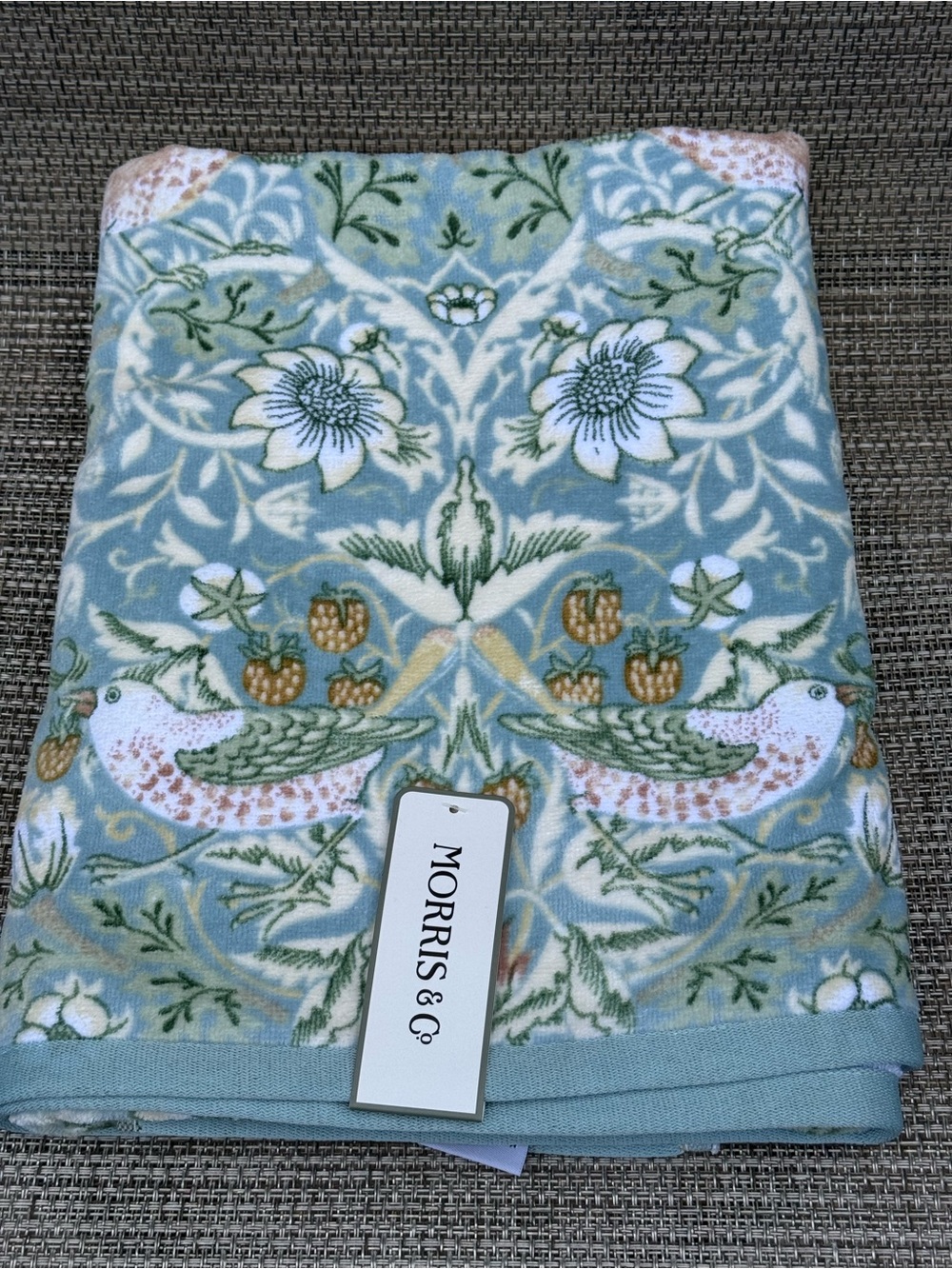 Morris & Co STRAWBERRY THIEF Duckegg Teal Floral Cotton Bath Towel One 30"x 54"